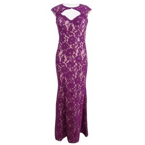 Xscape Cutout Lace Purple Gown. Pre-Owned.